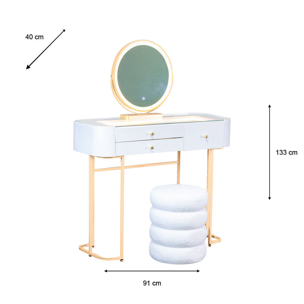 Nadia Plus Dressing Table Champagne/White