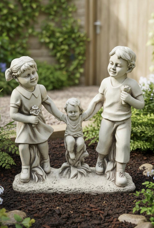 Family Swinging with Child Garden Ornament