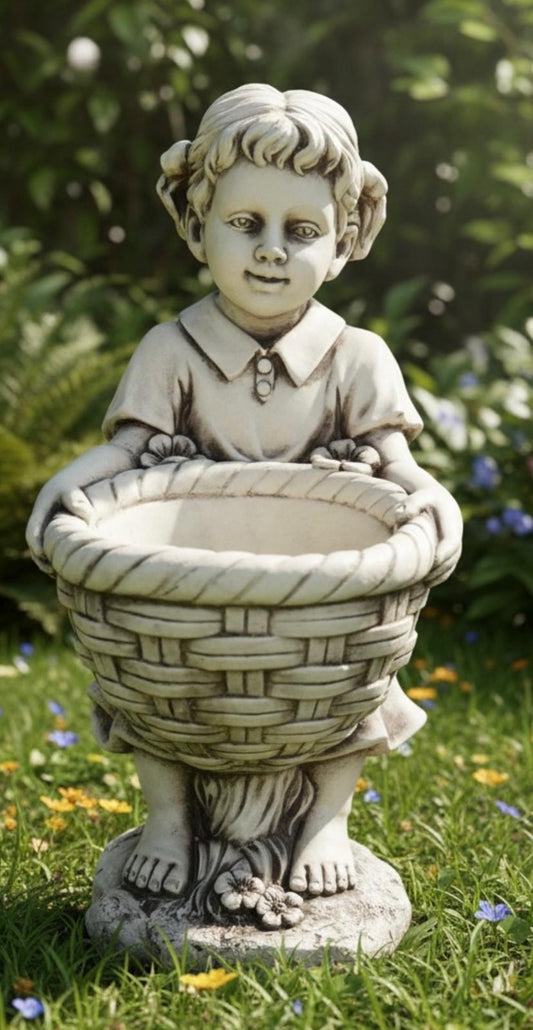 Girl with Basket At The Front Garden Ornament