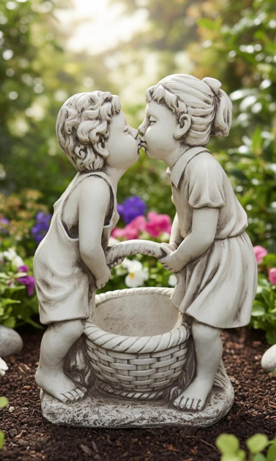 Boy and Girl Kissing Garden Ornament