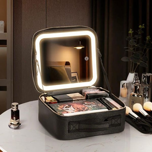Black LED Mirror Make Up Box
