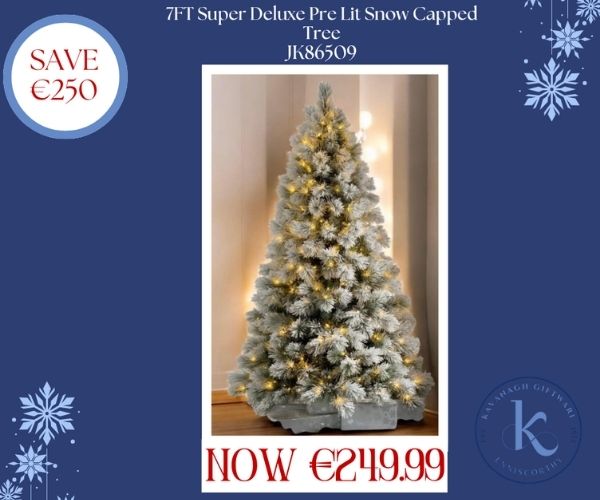7FT White Super Deluxe Pre Lit Tree