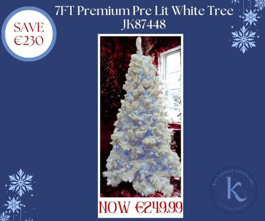 7FT Full White Pre Lit Tree